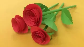 DIY how to make ROSE FROM COLOR PAPER super simple | Paper flower tutorial | Preschool materials