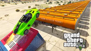 GTA 5 ONLINE - CAN A ROCKET VOLTIC JUMP 50+ VEHICLE (BUS & TRAILER) IN A ROW?