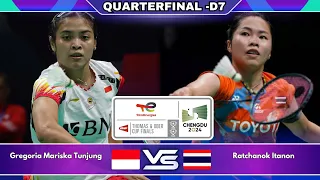 Gregoria Mariska Tunjung Vs Ratchanok Itanon | Thomas & Uber Cup | WS | QF | 2024 Badminton