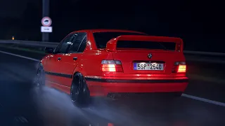 Bagged E36 On A Stormy Night | 4K