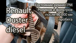 Рено дастер. В каком состоянии ремень ГРМ после 90 тысяч пробега? Номера оригинальных запчастей тут.