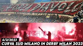 CURVA SUD MILANO IN DERBY MILAN 2023 || Intermilan vs AC Milan 6/3/2023