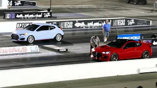 Hyundai Veloster N Vs. Hyundai Genesis Coupe Drag Race - Las Vegas 6-2-2023 - 4K UHD