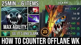 WTF 7Min Midas & 25Min 6Items - Ana Slark Max Agi Steal Counter WK with Diffusal Build 22Kills DotA2