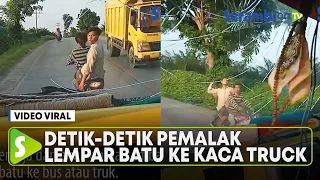 Detik detik Pemalak Lempar Batu ke Kaca Truck, Diduga Tak Diberi Uang