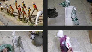 How To Make Cement Parrots at home || Cement Diy Decoration Garden | Cement Craft Idea's