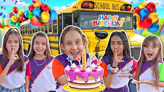 Maria Clara's SURPRISE birthday party on the SCHOOL BUS