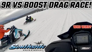 POLARIS INDY 9R VS VR1 BOOST DRAG RACE! WHO COMES OUT ON TOP?