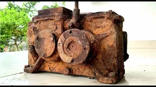 Restoration a very old 15 gear reducer | Reuse antique gearboxes | Restored rusted transmission box
