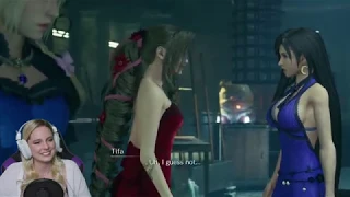 Briana White voice actress of Aerith reacting to Aerith meeting Tifa - Final Fantasy VII Remake