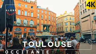 South of France TOULOUSE Ville Rose🇫🇷Golden Hour Occitanie Walk 4K Saint Etienne➜ Trinité➜ Garonne