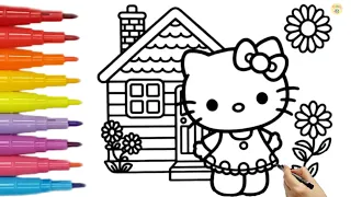 Hello Kitty and House Drawing,Painting & Coloring For Kids and Toddlers _Child Art