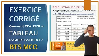 BTS MCO | Réaliser un TABLEAU d'AMORTISSEMENT étape par étape | EXERCICE Corrigé en GESTION