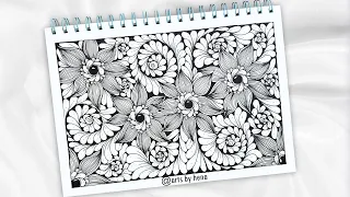 🌸Beautiful Flower Doodle Art🌸 | Zendoodle | Doodle Art | Step by step