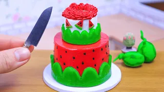 Yummy Chocolate Cake 🎂🍉 Tasty Two-Tier Miniature Rainbow Chocolate Cake Decorating Recipes