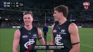 Jack Newnes & Charlie Curnow - Post Game Interview after the Blues beat Freo