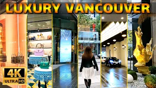 🇨🇦[4K]  WALK CANADA | Downtown Vancouver’s Luxury Streets | Rain Walk |   BC, Canada.  March 2022.