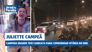 Família e torcida de Juliette fazem carreata em Campina Grande para comemorar vitória no BBB21