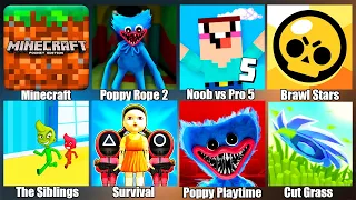 Minecraft,Poppy Playtime,Squid Game Survival,Brawl Stars,Noob vs Pro vs Hacker 5,Хагги Вагги