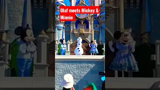 Olaf meets Minnie & Mickey & introduces Elsa & Anna