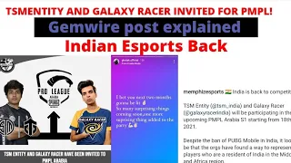 TsmEntity Invited for Pmpl Arabia | Galaxy Race Invited for Pmpl Arabia| Pubg Mobile India Comeback