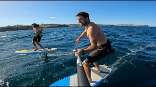 Perth Standlick and Josh Ku SUP foil Downwind Bondi to Coogee 15 dec 2022