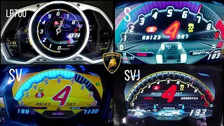 Lamborghini Aventador LP700 Vs S Vs SV Vs SVJ Acceleration Race | Aventador Series
