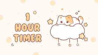 1 Hour - Study Timer Work with me Cat on a fluffy cloud #timer #1hour #1hourloop #lofi