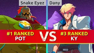 GGST ▰ Snake Eyez (#1 Ranked Potemkin) vs Dany (#3 Ranked Ky). High Level Gameplay