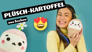 DIY-Plüsch-Kartoffel 🥔 🌱 Mach eine flauschige Kartoffel aus Plüschsocken!