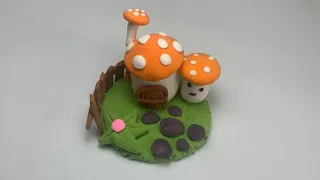 Creating a Fairy Mushroom House from Clay | Easy kids crafts to do at home |