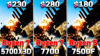 Ryzen 7 5700X3D vs Ryzen 7 7700 vs Ryzen 5 7500F | PC Gameplay Tested