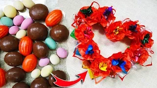 Сердце из конфет и чая | Идея: сладкие  подарки своими руками на 14 февраля и 8 Марта