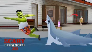 SHARK Attack On Scary Uncle In Swimming Pool 🥶 | Scary Stranger 3d Game