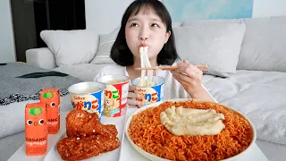 양념치킨에 불닭볶음면 먹방(feat.자가리코 치즈범벅)🔥맛있는 음식의 유행은 언제든 좋아 REALSOUND MUKBANG | fire noodle,chicken :D