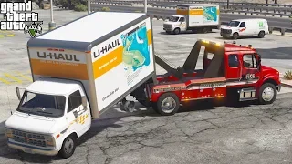 GTA 5 Real Life Mod #194 Medium Duty Tow Truck Wrecker Rear Towing A U Haul Box Truck