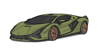 How to draw a LAMBORGHINI SIAN 2019 / drawing lambo sian fkp 37 2021 sports car