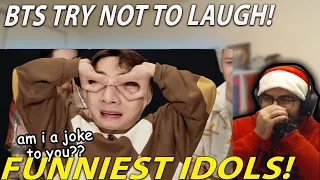 Try not to laugh.. Holding it with all I got! - BTS proving they're the FUNNIEST IDOLS | Reaction