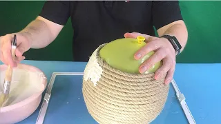 🔴 Using jute rope and balloon made concrete flower pot!