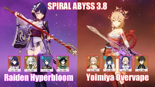 C0 Raiden Hyperbloom & C0 Yoimiya Overvape | Spiral Abyss 3.8 | Genshin Impact