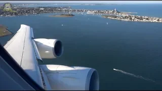 Beautiful LH B747-8 beautifully taking off from beautiful Boston on a beautiful day! [AirClips]