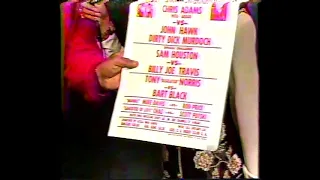 Dick Murdoch makes fun of Black Bart's name being wrong on a poster - 1995 NWA Dallas aka JCP II