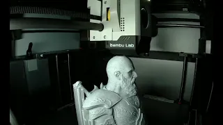 Watch a Kratos Bust Print on Bambu Labs X1 Carbon 3d Printer. It takes over 30 Hours! (Timelapse)