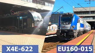 Najpiękniejszy rozruch Griffina EU160-015 i czarny Vectron X4E-622 z pociągiem EIC