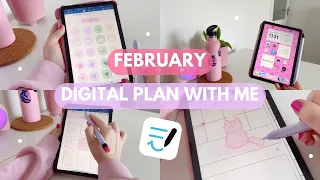 February digital plan with me | planning on the iPad mini 6 💕🌸🧚🏻‍♀️✨