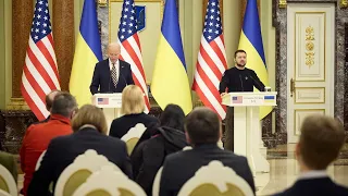 Володимир Зеленський і Джозеф Байден зробили заяви для ЗМІ після зустрічі в Києві.