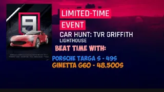 Asphalt 9 '🐾 Car Hunt 🐾TVR Griffith' (Just beat time)