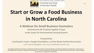 Start or Grow A Food Business in North Carolina Webinar