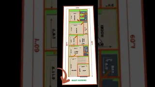15 x 60 2bhk house desing || 900 sqft || 15 * 60 2बैडरूम वाला घर का नक्शा