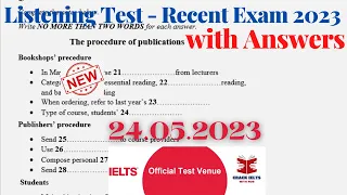 IELTS Listening Actual Test 2023 with Answers | 24.05.2023